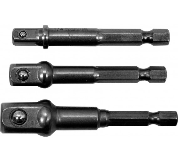 Darbo įrankiai. Mechaniniai įrankiai. Raktai, terkšlės, sukimo galvutės. Šarnyrai, perėjimai, prailgintuvai. Adapterių rinkinys Yato HEX 1/4 , 3/8 , 1/2   