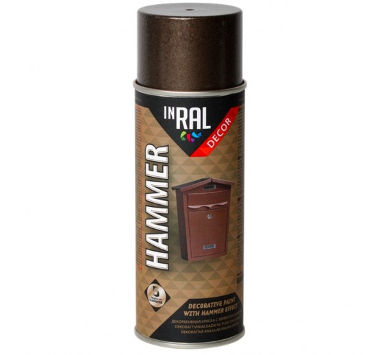 Dažai. Dažai, dažymo įrankiai, dažymo juostos. Aerozoliniai dažai, lakas, gruntas. Aerozoliniai dažai, INRAL DECOR HAMMER, antracitas, 400ml 