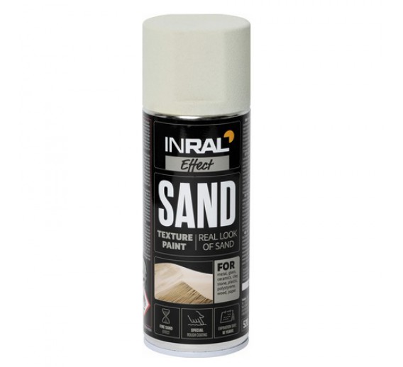 Dažai. Dažai, dažymo įrankiai, dažymo juostos. Aerozoliniai dažai, lakas, gruntas. Aerozoliniai dažai Inral Sand smėlio efektas 400 ml 