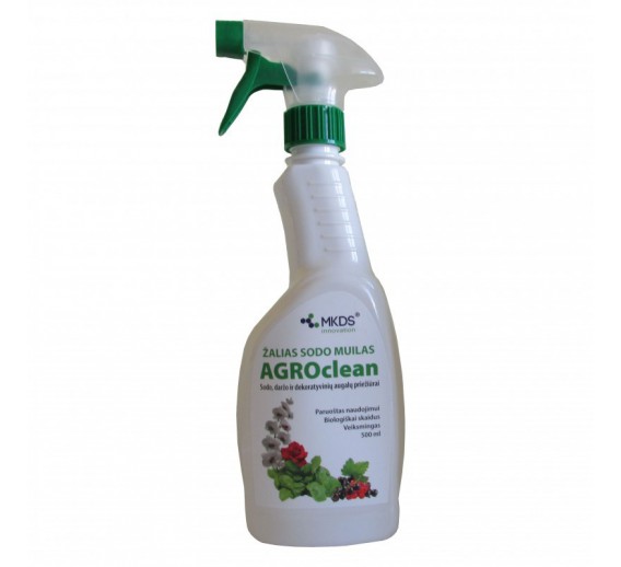 Sodo ir daržo prekės. Augalų apsaugos priemonės. Sodo priežiūros priemonės. AGROclean žaliasis sodo muilas 500 ml purškiamas 