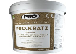 Statybinės medžiagos. Dekoratyviniai tinkai. Dekoratyvinis tinkas PRO. Akrilinis dekoratyvinis tinkas PRO KRATZ samana 2 mm 25 kg 