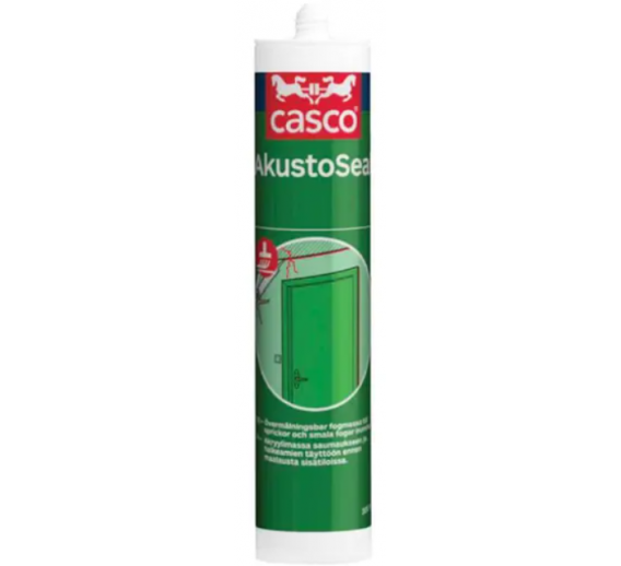 Vidaus apdailos prekės. Hermetikai, montavimo putos, sandarinimo juostos. Akriliniai hermetikai. Akrilinis hermetikas CASCO Akustoseal 300ml 