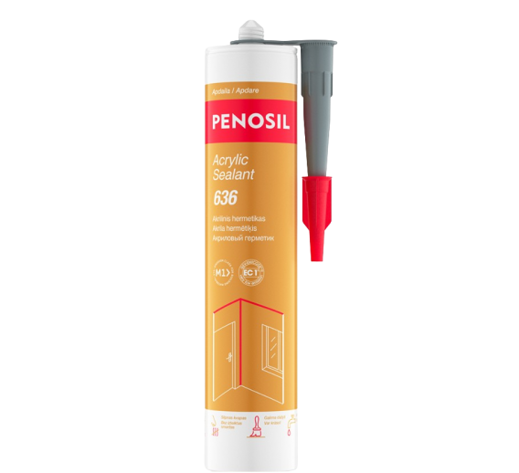 Vidaus apdailos prekės. Hermetikai, montavimo putos, sandarinimo juostos. Akriliniai hermetikai. Akrilinis hermetikas Penosil Premium Acrylic pilkas 310 ml 
