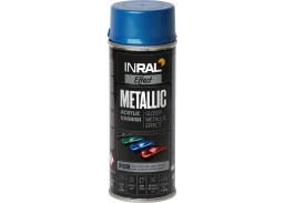 Dažai. Dažai, dažymo įrankiai, dažymo juostos. Aerozoliniai dažai, lakas, gruntas. Akrilinis lakas INRAL METALLIC 400ml mėlyna sp.