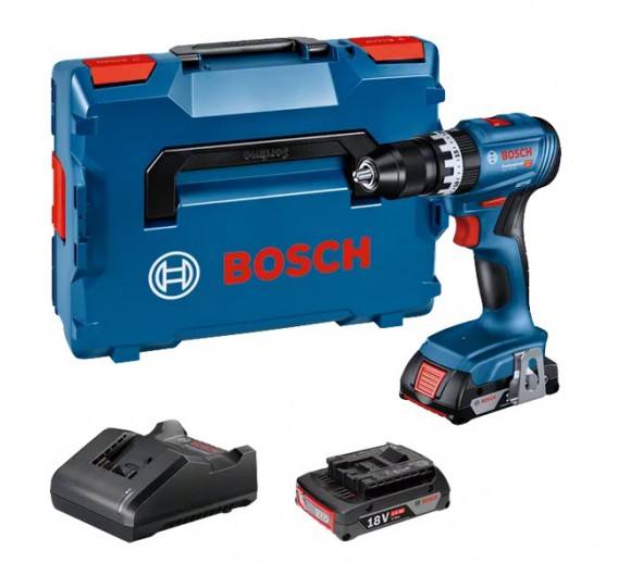 Darbo įrankiai. Elektriniai ir akumuliatoriniai įrankiai. Akumuliatoriniai suktuvai - gręžtuvai. Akumuliatorinis suktuvas BOSCH GSB18V-45 2x2Ah 