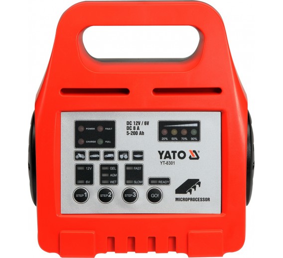 Darbo įrankiai. Prekės automobiliams. Akumuliatorių pakrovėjai. Akumuliatorių įkroviklis Yato 6V 12V 8A 