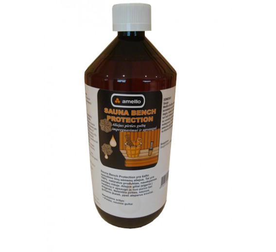 Dažai. Medienos apsaugos ir dekoravimo priemonės. Aliejus medienai. Aliejus Amello Sauna Bench protection 1l 