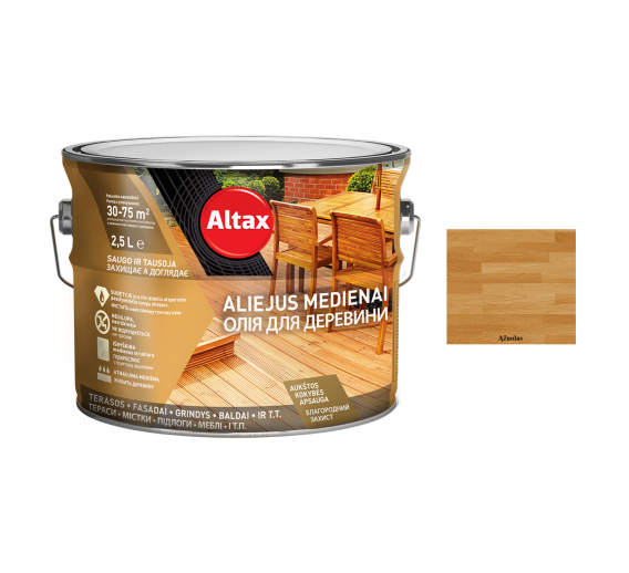 Dažai. Medienos apsaugos ir dekoravimo priemonės. Aliejus medienai. Aliejus medienai Altaxin 2.5 l ąžuolo sp. 