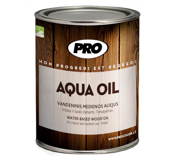 Dažai. Medienos apsaugos ir dekoravimo priemonės. Aliejus medienai. Aliejus medienai AQUA OIL pilkas, 0,9 L 