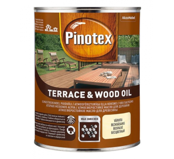 Dažai. Medienos apsaugos ir dekoravimo priemonės. Aliejus medienai. Aliejus medienai Pinotex Terrace Oil 3 l 