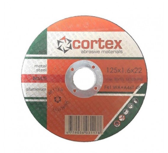 Darbo įrankiai. Įrankių priedai. Metalo pjovimo diskai. Aliuminio pjovimo diskas Cortex Multi 125x1,6x22 mm 