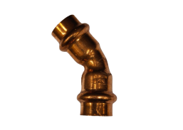 Santechnikos prekės. Vamzdynų sistemos. Vamzdžių sujungimo detalės. Varinės jungtys. Alkūnė CU press 90° 15 v/v