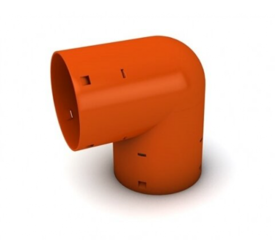 Santechnikos prekės. Lauko kanalizacija, drenažas, pralaidos vamzdžiai. Drenažo sistema. Alkūnė drenažui d100 90° 