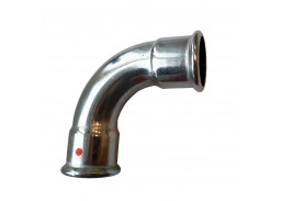 Santechnikos prekės. Vamzdynų sistemos. Vamzdžių sujungimo detalės. Cinkuotas, presuojamas plienas. Alkūnė Sanha 90 laipsnių, 42 mm v/v 
