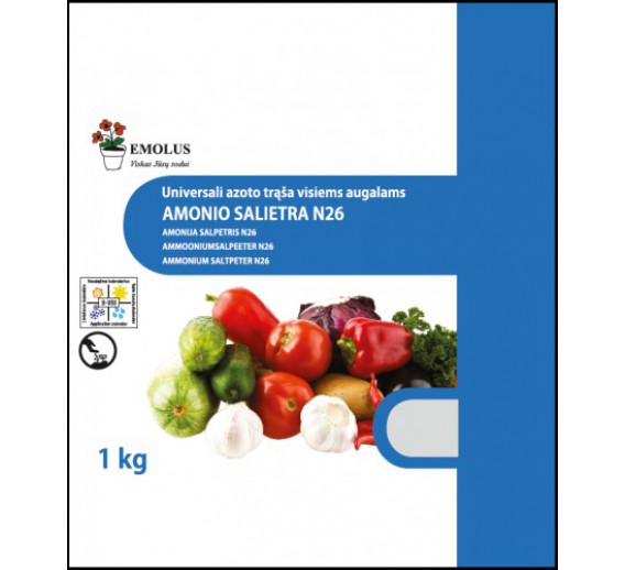 Sodo ir daržo prekės. Trąšos ir durpių substratai. Trąšos. Birios trąšos. Amonio salietra N26 1 kg 