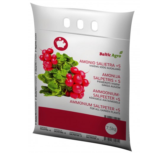 Sodo ir daržo prekės. Trąšos ir durpių substratai. Trąšos. Birios trąšos. Amonio salietra +s Baltic agro 7.5kg Sodo ir daržo prekės. Trąšos ir durpių substratai. Trąšos. Birios trąšos. Amonio salietra +s Baltic agro 7.5kg