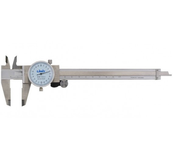 Darbo įrankiai. Mechaniniai įrankiai. Ruletės, matavimo juostos, slankmačiai. Slankmačiai, mikrometrai. Analoginis slankmatis Limit 52700309, 150 mm 