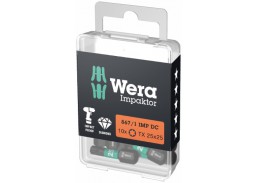 Darbo įrankiai. Mechaniniai įrankiai. Atsuktuvai, antgaliai. Antgalių komplektai. Antgaliai Wera 867/1 Impaktor  TORX T10 x 25mm, 10vnt