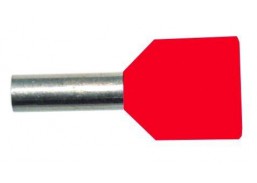 Antgalis dvigubas gilzinis izoliuotas 2x1.0mm2 Cu raudonas L-8mm