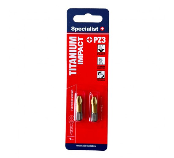 Darbo įrankiai. Mechaniniai įrankiai. Atsuktuvai, antgaliai. Sukimo antgaliai. Antgalis PZ3 x 25 mm Specialist Titanium 2 vnt. 