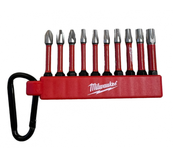 Darbo įrankiai. Mechaniniai įrankiai. Atsuktuvai, antgaliai. Antgalių komplektai. Antgalių komplektas Milwaukee 10 vnt 