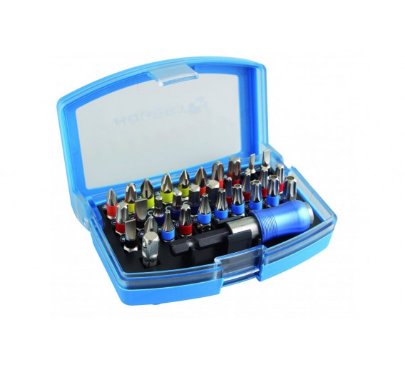 Darbo įrankiai. Mechaniniai įrankiai. Atsuktuvai, antgaliai. Antgalių komplektai. Antgalių rinkinys Hogert HT1S400, 32 vnt. 