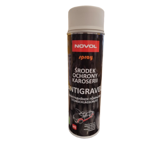 Dažai. Dažai, dažymo įrankiai, dažymo juostos. Aerozoliniai dažai, lakas, gruntas. Antikorozinė kėbulo danga Novol, 500ml, balta 