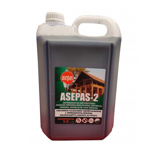 Dažai. Medienos apsaugos ir dekoravimo priemonės. Antiseptikai, balikliai. Antiseptikas Asepas-2 5l 