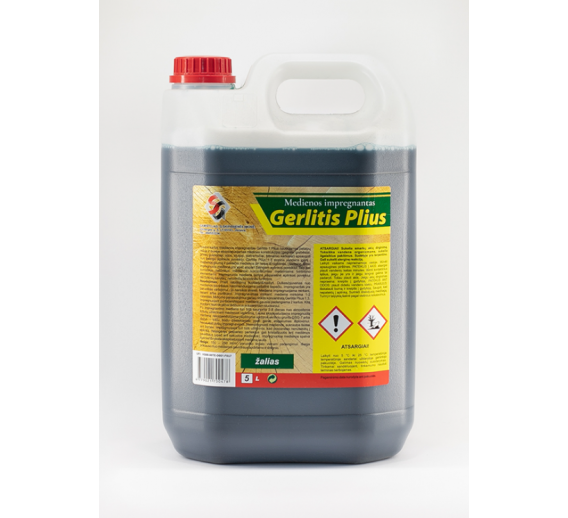 Dažai. Medienos apsaugos ir dekoravimo priemonės. Antiseptikai, balikliai. Antiseptikas GERLITIS Plius žalias 5kg 
