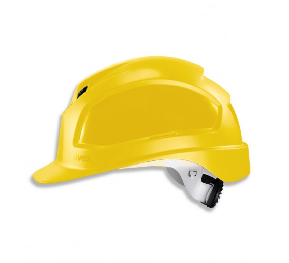 Darbo saugos prekės. Galvos apsaugos priemonės. Apsauginiai šalmai. Apsauginis šalmas Uvex Pheos IES, geltonas 51-61cm, akinių adaperis, ratukinis reguliatorius. Maksimaliam komfortui.