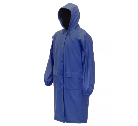 Darbo saugos prekės. Darbo drabužiai. Rūbai nuo lietaus. Apsiaustas nuo lietaus poliesterinis