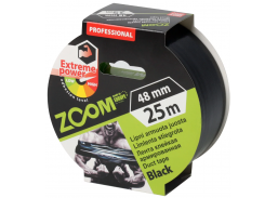 Vidaus apdailos prekės. Pakavimo, izoliacinės, lipnios juostos. Armuotos juostos, audinio juostos. Armuota juosta ZOOM 48x25mm juoda 