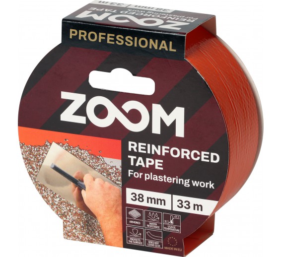 Dažai. Dažai, dažymo įrankiai, dažymo juostos. Apsauginės dažymo, glaistymo ir armavimo juostos. Armuota tinkavimo juosta ZOOM 38 mm x 33 m