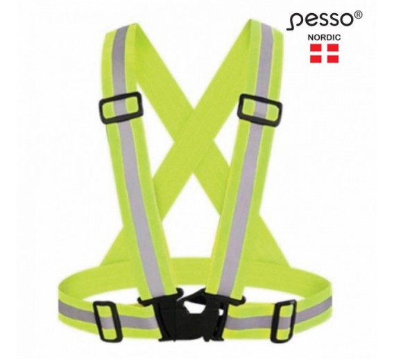 Darbo saugos prekės. Antkeliai, diržai, apraišai. Atšvaitinis diržas - petnešos Pesso 