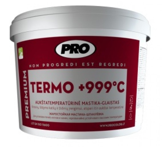 Statybinės medžiagos. Hidroizoliacinės medžiagos. Hidroizoliacinės mastikos ir mišiniai. Aukštatemperatūrinė mastika PRO.TERMO, 5 kg 