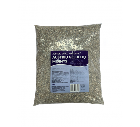 Gyvūnų prekės. Kombinuoti pašarai. Papildai. Austrių geldelių mišinys, 2kg 