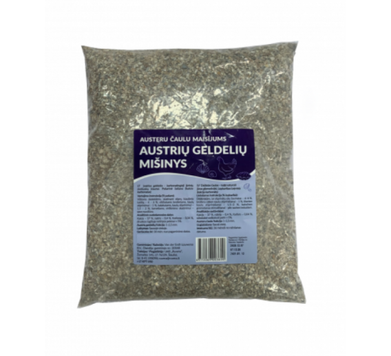 Gyvūnų prekės. Kombinuoti pašarai. Papildai. Austrių geldelių mišinys 4kg 