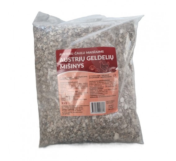 Gyvūnų prekės. Kombinuoti pašarai. Lesalai paukščiams. Austrių kriauklelių mišinys 2 kg 
