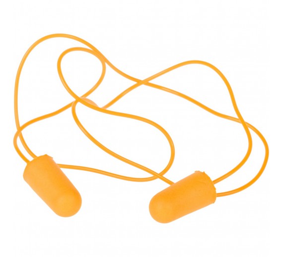 Darbo saugos prekės. Klausos apsaugos priemonės. Ausinės, ausų kamšteliai. Ausų kamštukai su virvute 42-C0031