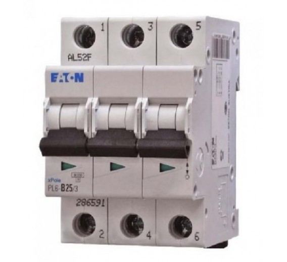 Elektros prekės. Moduliniai automatikos komponentai. Instaliaciniai automatiniai jungikliai. Automatinis jungiklis PL6 C63/3 EATON 