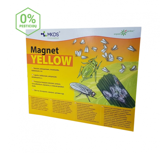 Sodo ir daržo prekės. Augalų apsaugos priemonės. Kenkėjų naikinimo priemonės. Baltasparnių,amarų gaudyklė MAGNET yelow 20x25cm