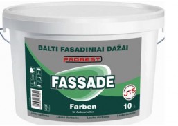 Dažai. Dažai, dažymo įrankiai, dažymo juostos. Fasadiniai dažai. Balti fasadiniai dažai PROBEST Fassade, 10l 