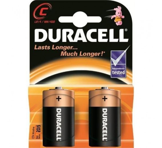 Elektronikos prekės. Elementai - baterijos. Baterija šarminė R14 C 1,5V Duracell Plus power 2 vnt. 