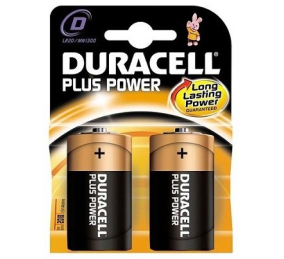 Baterija šarminė R20 D 1,5V Duracell Plus power 2 vnt. 