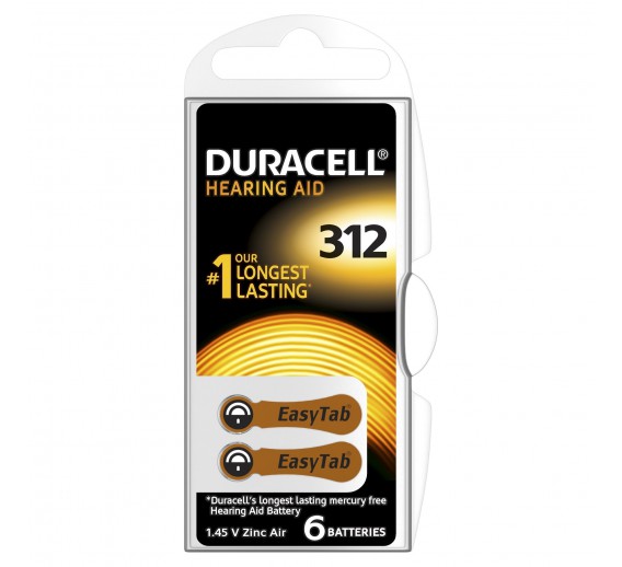 Baterijos klausos aparatams Duracell DA312 1,4V 6 vnt. 