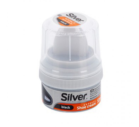 Darbo saugos prekės. Darbo batai. Batų priežiūros priemonės. Batų tepalas su kempinėle SILVER juodas 50 ml