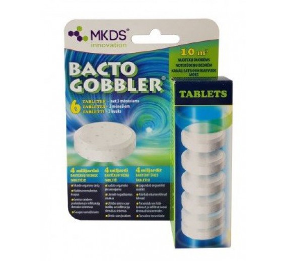 Biologinės tabletės nuotekoms BACTO GOBBLER, 6 vnt. 