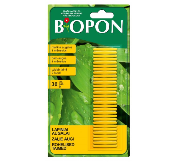 Biopon trąšų lazdelės žaliems augalams, 30vnt 