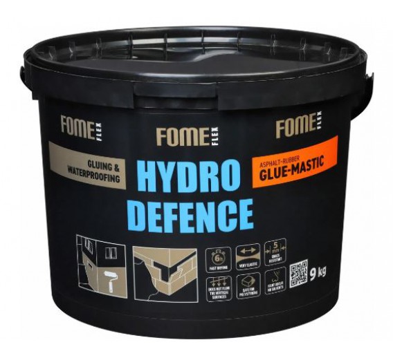 Statybinės medžiagos. Hidroizoliacinės medžiagos. Hidroizoliacinės mastikos ir mišiniai. Bituminiai klijai-užpildas FOME FLEX Hydro Defence Glue 9kg 