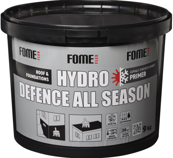 Dažai. Glaistas, gruntas, klijai, skiedikliai. Gruntai. Gruntas betonui, plokštėms. Bituminis gruntas FOME FLEX Hydro Defence All season 9kg 